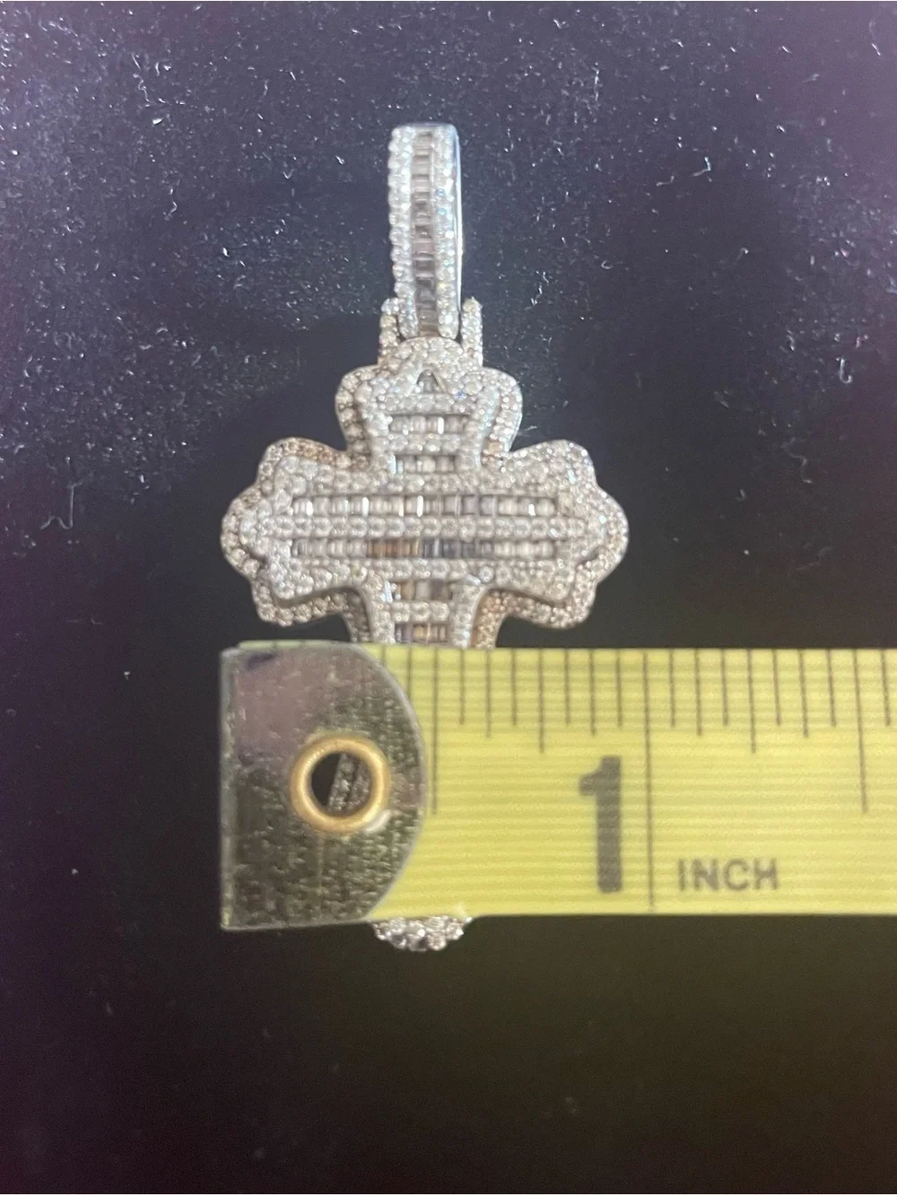 Delmar Jewelers Cross Baguette Iced Out Moissanite Pendant .925 Sterling Silve